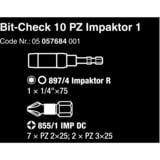 Wera Bit-Check 10 PZ Impaktor 1 bitset 10-delig, Diamantcoating, extern belastbaar