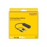 DeLOCK 3-Poorts USB-hub + SD en MicroSD kaartlezer 