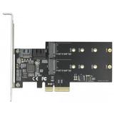 DeLOCK 3 Port SATA en 2 slot M.2 key B PCI Express x4 Card Low Profile interface kaart 