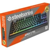SteelSeries Apex 3 TKL RGB gaming toetsenbord Zwart, US lay-out (QWERTY), SteelSeries Whisper-Quiet, 80% (TKL)	