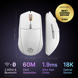 SteelSeries Rival 3 Wireless Gen 2 gaming muis Wit, 18.000 dpi, RGB, 2.4GHz / Bluetooth 5.0
