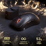 SteelSeries Rival Pro gaming muis Zwart, 100 - 42.000 DPI, 8K, UWB / 6 GHz