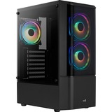 Aerocool Quantum v3, Tower-behuizing Zwart/grijs | USB-A 2.0 | 2x USB-A 3.2 (5 Gbit/s) | 2x Audio | Window-kit