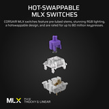 Corsair VANGUARD 96 RGB mechanisch gaming toetsenbord Zwart, US lay-out (QWERTY), Corsair MLX Plasma, 96%, RGB, Keycaps PBT double-shot, ABS single-shot, Hot-swap