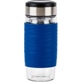 Emsa Tea Mug Thermosbeker 0,4 Liter blauw/transparant, Glas, schroefdop