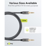 goobay Plus 3,5 mm stereo jack kabel Zwart/zilver, 1 meter