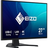 EIZO EV2740X-BK 27" 4K UHD monitor Zwart, 2x HDMI, DisplayPort, 3x USB-A, USB-B, 2x USB-C, RJ-45