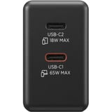 Lenovo 65W Dual USB-C GaN oplader Zwart, 2x USB-C, Power Delivery