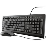 Trust Primo Keyboard & Mouse Set, desktopset Zwart, BE Lay-out, Membraam, 23987.0
