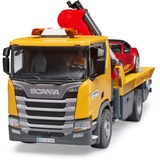 bruder Scania Super 560R sleepwagen met kraan en licht en geluid + roadster sportauto Modelvoertuig 03552