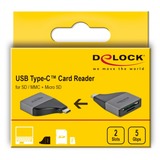 DeLOCK USB-C Card Reader for SD/MMC + microSD kaartlezer Grijs/zwart