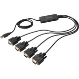 Digitus USB 2.0 naar 4x RS232 kabel Zwart, 1,5 meter