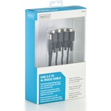 Digitus USB 2.0 naar 4x RS232 kabel Zwart, 1,5 meter