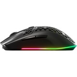 SteelSeries Aerox 3 Wireless Onyx 2022 gaming muis Zwart, 18.000 dpi, RGB leds