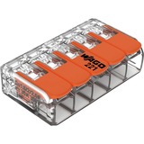 Wago Serie 221 COMPACT-verbindingsklemmen - 5x6 mm² Transparant/oranje, 15 stuks