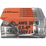 Wago Serie 221 COMPACT-verbindingsklemmen - 5x6 mm² Transparant/oranje, 15 stuks