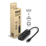Club 3D USB‑C 3.2 Gen 1 naar 3x USB‑A + Ethernet dockingstation Zwart