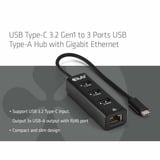 Club 3D USB‑C 3.2 Gen 1 naar 3x USB‑A + Ethernet dockingstation Zwart