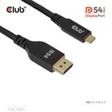 Club 3D USB-C naar DisplayPort 2.1 DP54 Bi-Directioneel kabel, 8K120Hz 2m Zwart