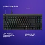 Logitech G515 TKL RGB gaming toetsenbord Zwart, US lay-out (QWERTY), GL Tactile, 80% (TKL)	, Double-shot PBT