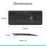 Logitech MK540 Advanced draadloze desktopset Donkergrijs, EU lay-out (QWERTY), 1000 dpi