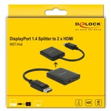 DeLOCK DisplayPort 1.4 > 2x HDMI MST splitter & switches Zwart, 0,2 meter