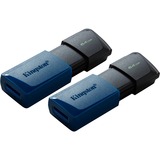 Kingston DataTraveler Exodia M 64 GB usb-stick Blauw/zwart, 2 stuks, USB-A 3.2 Gen 1