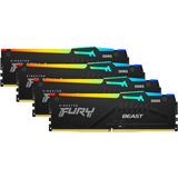 Kingston FURY 64 GB DDR5-6000 Quad-Kit werkgeheugen Zwart, KF560C40BBAK4-64, Fury Beast RGB, XMP