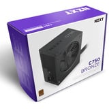 NZXT C750 Bronze, 750 Watt voeding  Zwart, 1x 12VHPWR, 1x PCIe, kabelmanagement