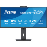 iiyama ProLite XCB3492WQSNPH-B1 34" Curved UltraWide monitor Zwart, 1x DisplayPort, 2x HDMI, 3x USB-C, 2x USB-A, 1x RJ-45