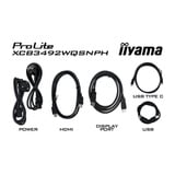 iiyama ProLite XCB3492WQSNPH-B1 34" Curved UltraWide monitor Zwart, 1x DisplayPort, 2x HDMI, 3x USB-C, 2x USB-A, 1x RJ-45