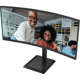 AOC CU34E4CV 34" Curved UltraWide monitor Zwart, 1x DisplayPort, 2x HDMI, 1x USB-C, 4x USB-A, 1x RJ-45, 120 Hz