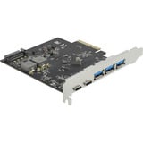 DeLOCK PCIe x4 naar 2x USB-C + 3x USB-A interface kaart 