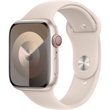 Apple Watch Series 9 smartwatch Sterrenlicht, Aluminium, 45 mm, Sportbandje (S/M), GPS + Cellular