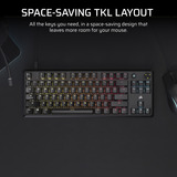 Corsair K70 CORE TKL RGB mechanisch gaming toetsenbord Zwart, US lay-out (QWERTY), Corsair MLX Red v2, 80% (TKL), Hot-swappable, ABS Double shot