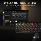 Corsair K70 CORE TKL RGB mechanisch gaming toetsenbord Zwart, US lay-out (QWERTY), Corsair MLX Red v2, 80% (TKL), Hot-swappable, ABS Double shot