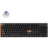 Keychron K10 HE-F1, toetsenbord Zwart/bruin, BE Lay-out, Gateron Double-Rail Magnetic Nebula, RGB leds, Hot-swappable, Bluetooth, 2.4GHz
