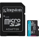 Kingston Canvas Go! Plus microSDXC 128 GB geheugenkaart Zwart, Incl. adapter, Class 10, UHS-I U3, V30, A2