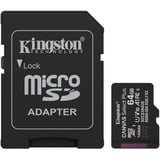 Kingston Canvas Select Plus 64 GB MicroSDXC geheugenkaart Zwart, UHS-I U1, Class 10, V10, Incl. SD Adapter