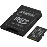 Kingston Canvas Select Plus 64 GB MicroSDXC geheugenkaart Zwart, UHS-I U1, Class 10, V10, Incl. SD Adapter
