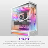 NZXT H6 midi tower behuizing Wit | 2x USB-A | 1x USB-C | Tempered Glass