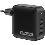 Sitecom 165W GaN Power Delivery oplader Zwart, 3x USB-C, 1x USB-A