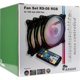 Inter-Tech Argus RGB-Fan Set RS-08 case fan Zwart, 4-pins 5,25" fan-connector
