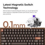 Keychron K2HE All-Wood Special Edition mechanisch toetsenbord Houtkleur, US lay-out (QWERTY), Gateron Double-Rail Magnetic Nebula, 75%, Gateron Double-Rail Magnetic, OSA PBT double-shot, hot swap, Bluetooth 5.2 | USB-C