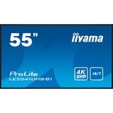 iiyama ProLite LE5541UHS-B1 55" 4K Ultra HD Public Display Zwart, 4K UHD, VGA, HDMI, RS-232c, USB, LAN, Audio 