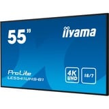 iiyama ProLite LE5541UHS-B1 55" 4K Ultra HD Public Display Zwart, 4K UHD, VGA, HDMI, RS-232c, USB, LAN, Audio 