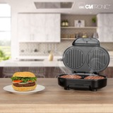 Clatronic Hamburger grill HBM 3696 contactgrill Roestvrij staal/zwart, 1.000 Watt