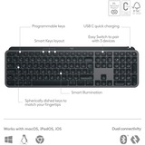 Logitech MX Keys S Advanced Wireless Illuminated Keyboard, toetsenbord Grafiet, US-International, US-international