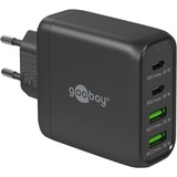 goobay 68W GaN USB-C PD Multiport snellader Zwart, 2x USB-C, 2x USB-A