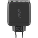 goobay 68W GaN USB-C PD Multiport snellader Zwart, 2x USB-C, 2x USB-A